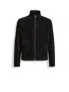 Zegna Zip Front Suede Blouson Jacket In Black