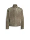 Zegna Zip Front Suede Blouson Jacket In Khaki
