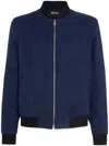 Zegna Jacket With Zip Navy Blue In Blue