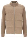 Zegna Light Taupe Multimélange Oasi Cashmere Full Zip Blouson In Beige