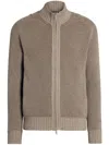 Zegna Light Taupe And Khaki Mélange Oasi Cashmere Full Zip Cardigan In Neutrals