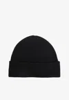 Zegna Knitted Wool Hat Featuring Folded Cuff In Black