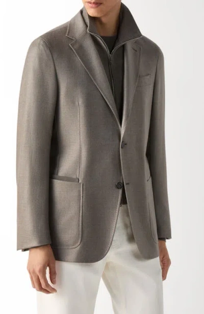 Zegna Oasi Cashmere Blend Sport Coat With Detachable Bib In Brown
