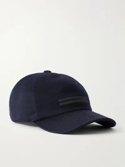 Zegna Structured Baseball Cap With Signature Detailing In Blue