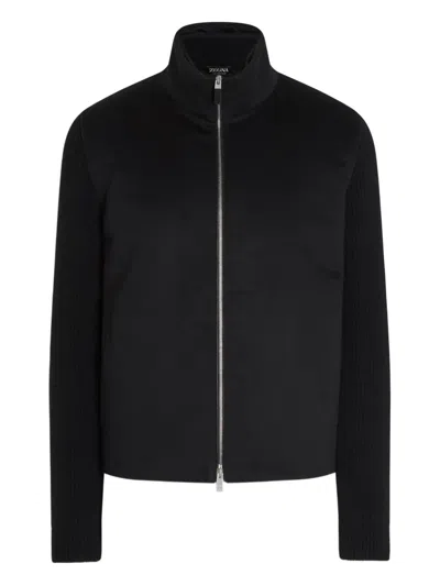 Zegna Navy Blue Oasi Cashmere Full Zip Cardigan