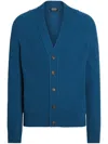 Zegna Oasi Cashmere Button Front Cardigan In Blue