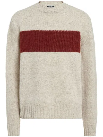 Zegna Oasi Cashmere Crew-neck Jumper In Brown
