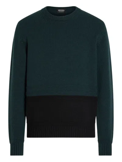 Zegna Oasi Cashmere Crew-neck Sweater In Green