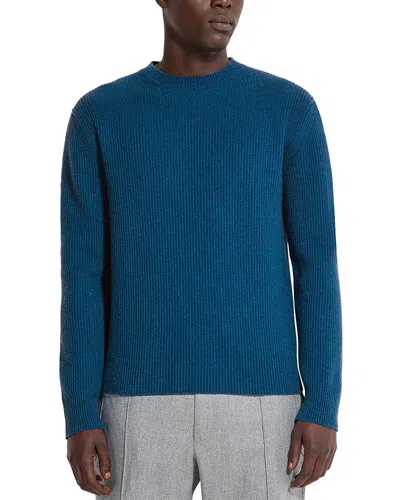 Zegna Oasi Cashmere Crewneck Sweater In Bright Teal Blue