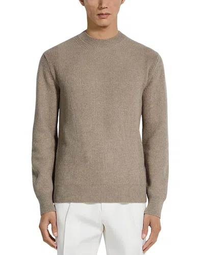Zegna Oasi Cashmere Crewneck Sweater In Light Taupe