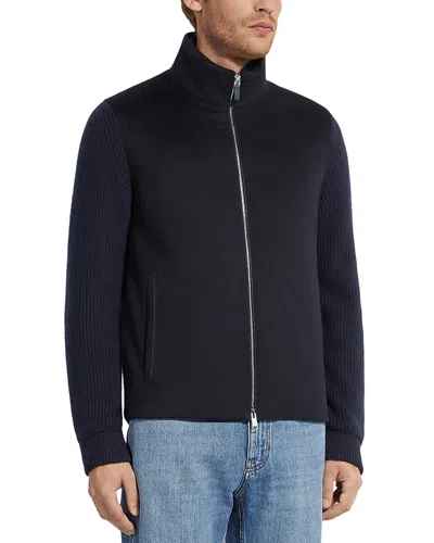 Zegna Oasi Cashmere Elements Bomber Jacket In Blue