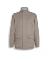 Zegna Oasi Cashmere Elements Car Coat In Light Taupe Multimélange