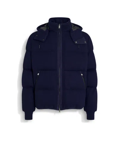 Zegna Oasi Cashmere Elements Ghiaccio Blouson In Ink Blue