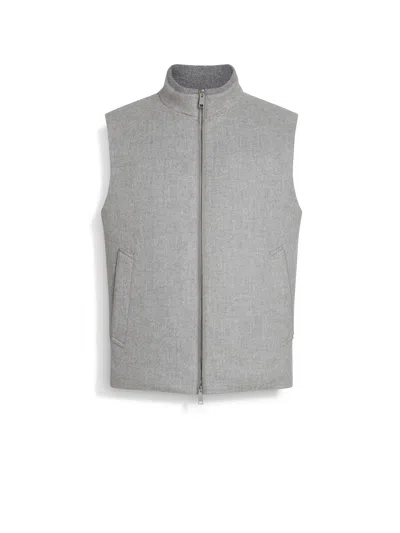 Zegna Men's Oasi Cashmere Elements Full-zip Down Vest In Grey