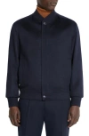 Zegna Oasi Cashmere Elements Water Repellent Bomber Jacket In Navy