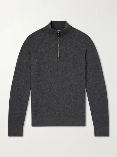 Zegna Oasi Cashmere Quarter Zip Sweater In Pink