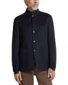 Zegna Cashmere Coat With Pockets And Collar In Blue
