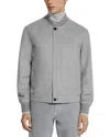 Zegna Men's Cashmere Concealed-zip Blouson Jacket In Grey Mélange