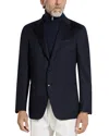 Zegna Oasi Cashmere Jacket With Removable Knit Bib In Blue