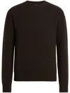 Zegna Dark Brown Oasi Cashmere Crewneck In Brown