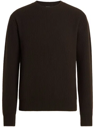 Zegna Dark Brown Oasi Cashmere Crewneck