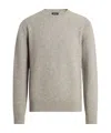 Zegna Ribbed Cashmere Crewneck Sweater In Nude