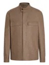 Zegna Oasi Cashmere Mock-neck Jacket In Brown