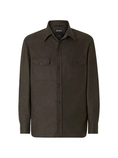 Zegna Oasi Cashmere Overshirt In Animal Print