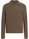 Zegna Oasi Cashmere Polo Shirt In Brown