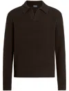 Zegna Oasi Cashmere Polo Shirt In Brown
