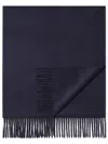 Zegna Midnight Blue Cashmere Scarf With Fringed Edge In Black