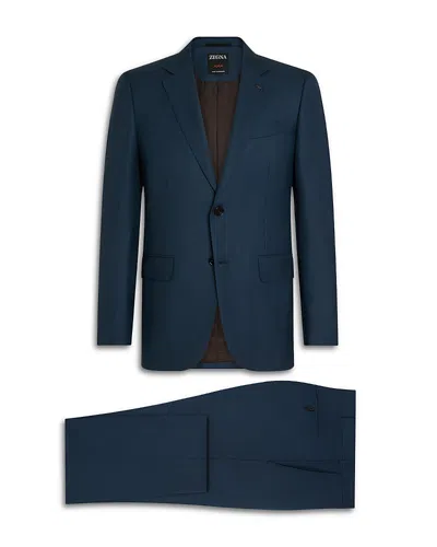 Zegna Oasi Cashmere Suit In Dark Teal Blue