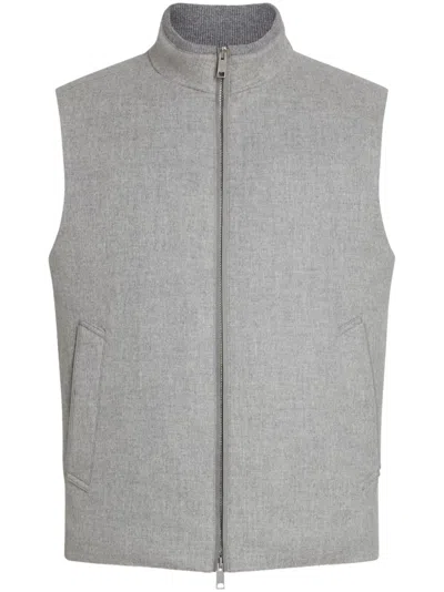 Zegna Elements Zipped Gilet In Gray
