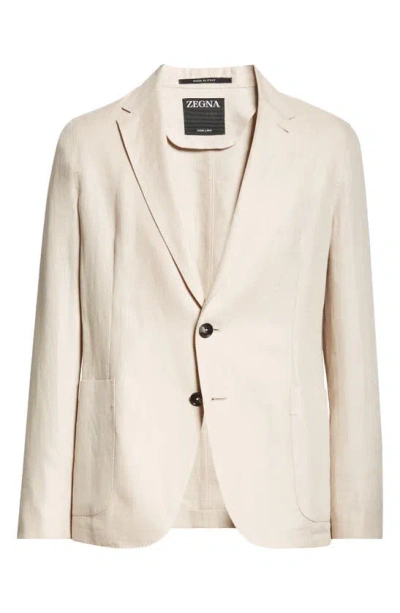 Zegna Oasi Deconstructed Linen Sport Coat In Iuta Beige