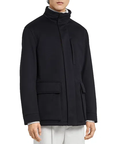 Zegna Oasi Elements Cashmere Padded Overcoat In Black
