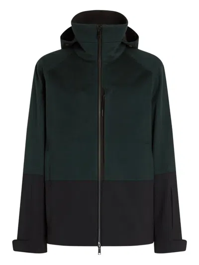 Zegna Oasi Hooded Two-tone Jacket In Green