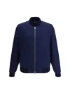 Zegna Jacket With Zip Navy Blue