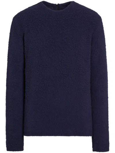 Zegna Oasi Cashmere Knit Crewneck Sweater In Navy