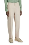 Zegna Elasticized Waist Regular Fit Linen Pants In Iuta Beige