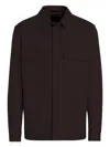 Zegna Chemise En Soie Et Cachemire In Dark Brown