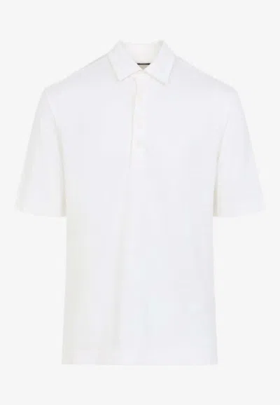Zegna Bianco Naturale Linen Oasi Polo In White