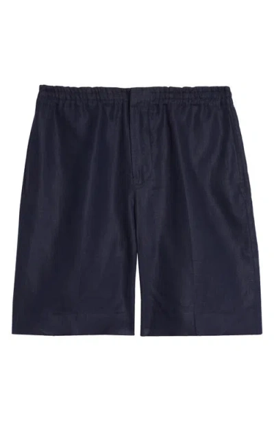Zegna Oasi Linen Shorts In Navy