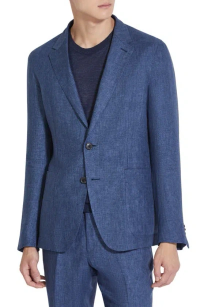 Zegna Oasi Linen Sport Coat In Blu Ciano