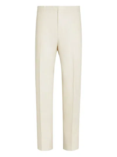 Zegna Linen Chino Pants In White
