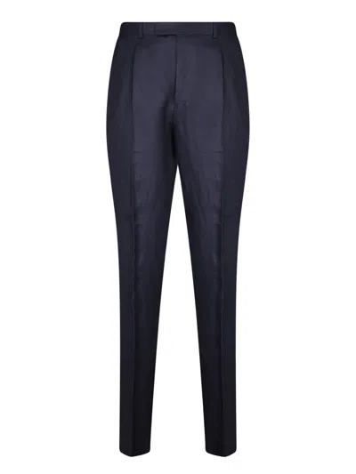 ZEGNA OASI LINEN TROUSERS IN BLUE