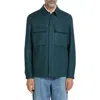 Zegna Overshirt Linen Concealed Placket In Teal Green