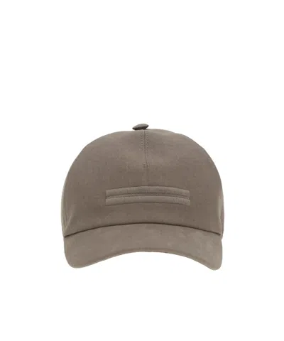 Zegna Oasi Lino Baseball Cap In Brown