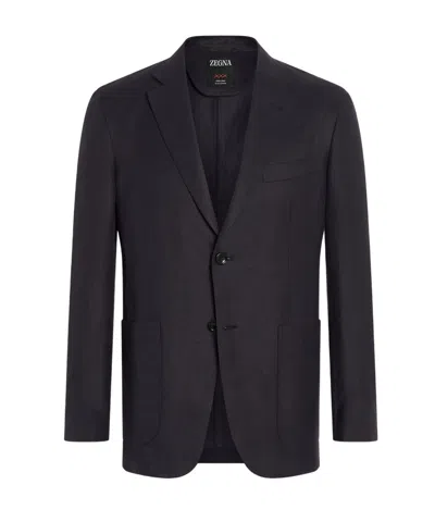 Zegna Oasi Lino Blazer In Black