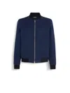 Zegna Jacket With Zip Navy Blue In Bleu Marine