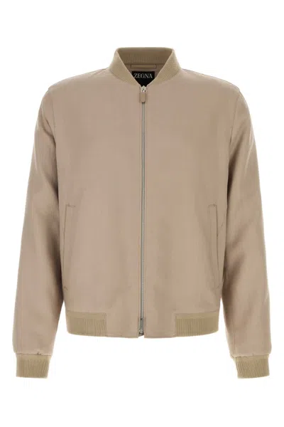 Zegna Oasi Lino Bomber In Brown